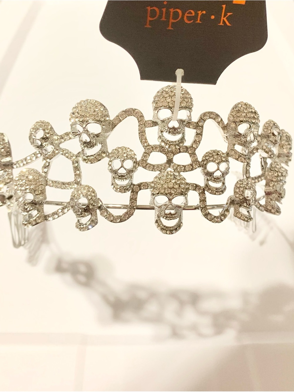 Skull Rhinestone Tiara Comb Bling Queen Princess NEW Halloween Costume